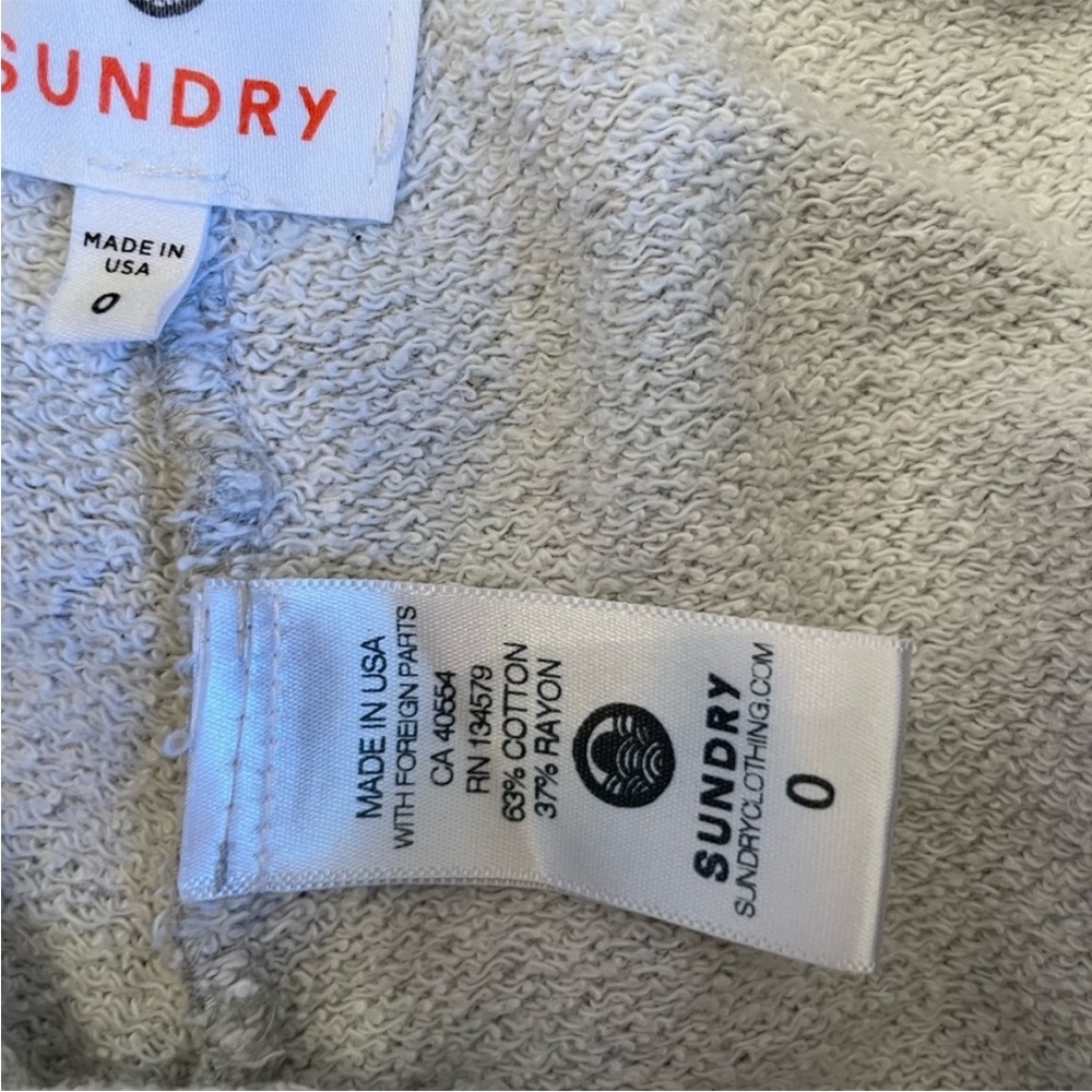 Sundry Gray Cropped Ankle Pants with Drawstring Waist distressed hem 0 Xs - Picture 3 of 5